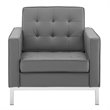 Modway Loft Tufted Upholstered Faux Leather Armchair in Silver/Gray