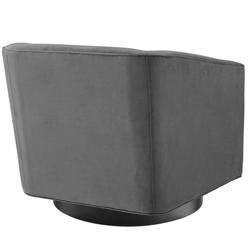 Modway Twist Performance Velvet Accent Lounge Swivel Chair in Gray