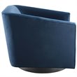 Modway Twist Performance Velvet Accent Lounge Swivel Chair in Midnight Blue