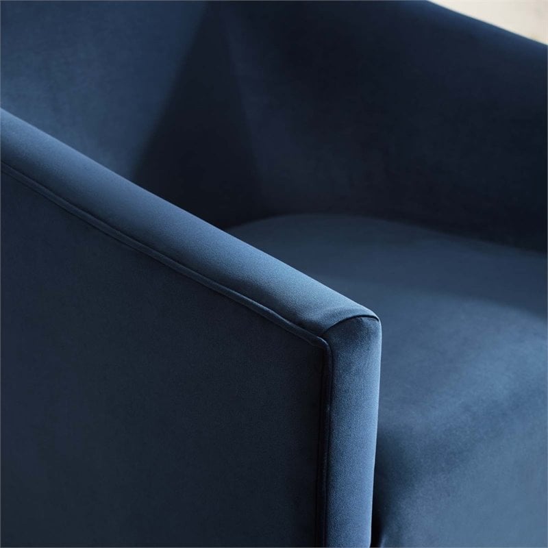 Modway Twist Performance Velvet Accent Lounge Swivel Chair in Midnight Blue