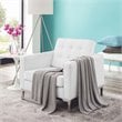 Modway Loft Tufted Vegan Leather Stainless Steel Armchair in Silver/White
