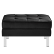 Modway Loft Tufted Upholstered Faux Leather Ottoman in Silver and Black