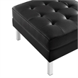 Modway Loft Tufted Upholstered Faux Leather Ottoman in Silver and Black