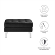 Modway Loft Tufted Upholstered Faux Leather Ottoman in Silver and Black