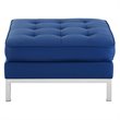 Modway Loft Tufted Upholstered Faux Leather Ottoman in Silver and Navy