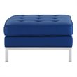 Modway Loft Tufted Upholstered Faux Leather Ottoman in Silver and Navy