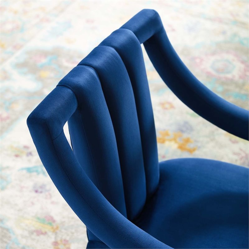Modway Harken Modern Performance Velvet Accent Chair in Navy