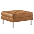 Modway Loft Tufted Upholstered Faux Leather Ottoman in Silver and Tan