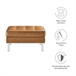 Modway Loft Tufted Upholstered Faux Leather Ottoman in Silver and Tan