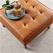 Modway Loft Tufted Upholstered Faux Leather Ottoman in Silver and Tan
