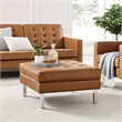 Modway Loft Tufted Upholstered Faux Leather Ottoman in Silver and Tan