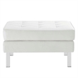 Modway Loft Tufted Upholstered Faux Leather Ottoman in Silver and White