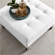 Modway Loft Tufted Upholstered Faux Leather Ottoman in Silver and White