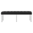 Modway Loft Tufted Vegan Leather Stainless Steel Bench in Silver/Black