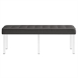 Modway Loft Tufted Large Upholstered Faux Leather Bench in Silver and Gray
