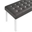 Modway Loft Tufted Large Upholstered Faux Leather Bench in Silver and Gray
