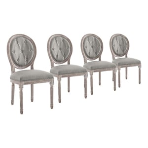 Modway Arise 19.5&quot Polyester Fabric Dining Side Chair in Light Gray (Set of 4)