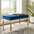 Modway Loft Stainless Steel Leg Medium Performance Velvet Bench in Gold/Navy