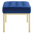 Modway Loft Stainless Steel Leg Medium Performance Velvet Bench in Gold/Navy
