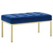 Modway Loft Stainless Steel Leg Medium Performance Velvet Bench in Gold/Navy