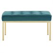 Modway Loft Stainless Steel Leg Medium Performance Velvet Bench in Gold/Teal