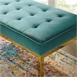 Modway Loft Stainless Steel Leg Medium Performance Velvet Bench in Gold/Teal