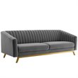 Modway Valiant Vertical Channel Tufted Performance Velvet Sofa in Gray