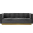 Modway Sanguine Vertical Channel Tufted Performance Velvet Sofa in Gray