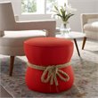 Modway Beat Nautical Rope Upholstered Polyester Fabric Ottoman in Atomic/Red