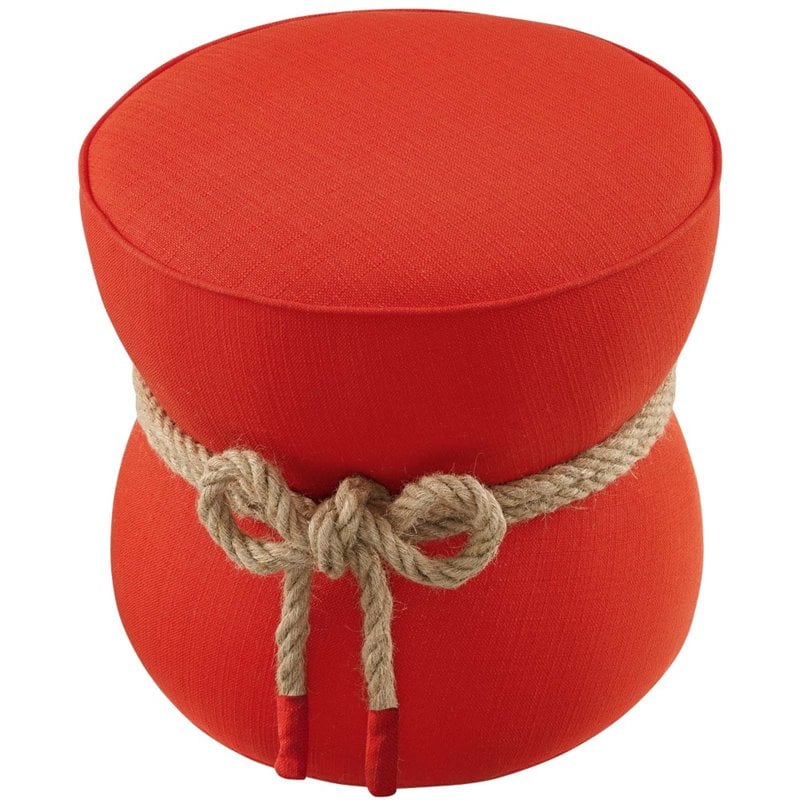Modway Beat Nautical Rope Upholstered Polyester Fabric Ottoman in Atomic/Red
