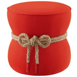 Modway Beat Nautical Rope Upholstered Polyester Fabric Ottoman in Atomic/Red