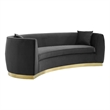 Modway Resolute Curved Performance Velvet Stainless Steel Sofa in Black