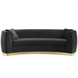 Modway Resolute Curved Performance Velvet Stainless Steel Sofa in Black
