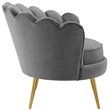 Modway Admire Scalloped Edge Performance Velvet Accent Lounge Arm Chair in Gray