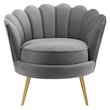 Modway Admire Scalloped Edge Performance Velvet Accent Lounge Arm Chair in Gray