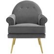 Modway Revive Tufted Button Performance Velvet Accent Armchair in Gray