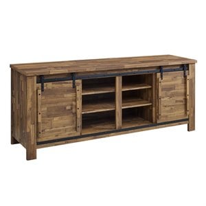 Modway Cheshire 71&quot Rustic Particleboard Sliding Door TV Stand in Walnut