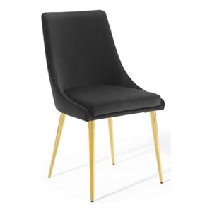 Modway Viscount 19&quot Modern Performance Velvet Dining Chair in Black