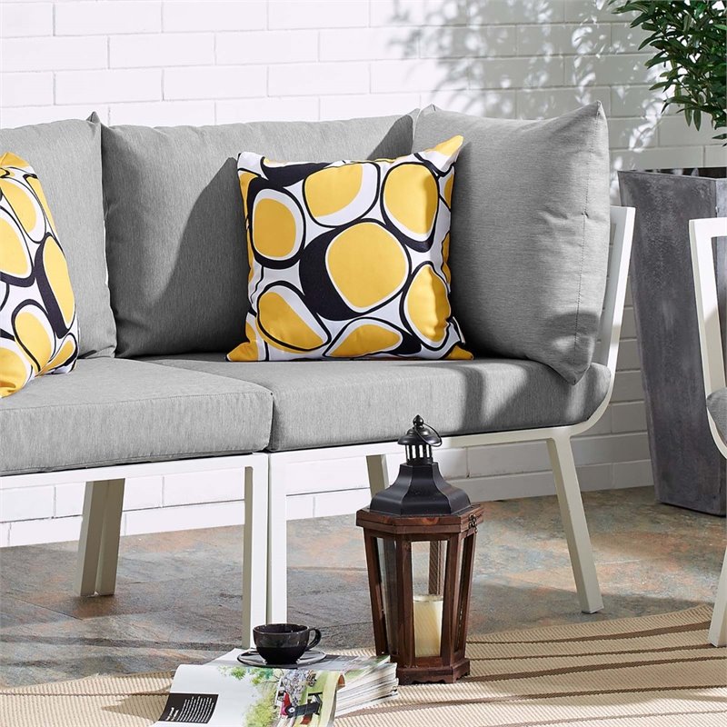 Modway Riverside Outdoor Patio Aluminum Corner Chair in White/Gray