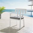 Modway Baxley Stackable Outdoor Patio Aluminum Dining Armchair in White/Gray