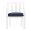 Modway Baxley Stackable Outdoor Patio Aluminum Dining Armchair in White/Navy