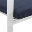 Modway Baxley Stackable Outdoor Patio Aluminum Dining Armchair in White/Navy