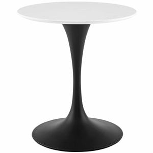 Modway Lippa 28&quot Round Wood and Metal Dining Table in Black/White