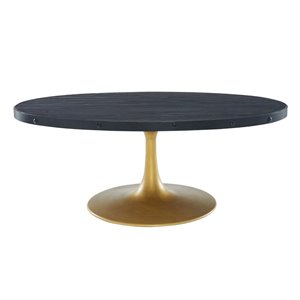 modway drive modern style pine wood and iron coffee table in black/gold