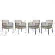 Modway Aura Outdoor Patio Wicker Rattan Dining Armchair in Gray (Set of 4)