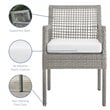 Modway Aura Outdoor Patio Wicker Rattan Dining Armchair in Gray/White (Set of 4)