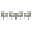 Modway Aura Outdoor Patio Wicker Rattan Dining Armchair in Gray/White (Set of 4)