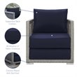 Modway Aura 3-Piece Outdoor Patio Wicker Rattan Set in Gray and Navy