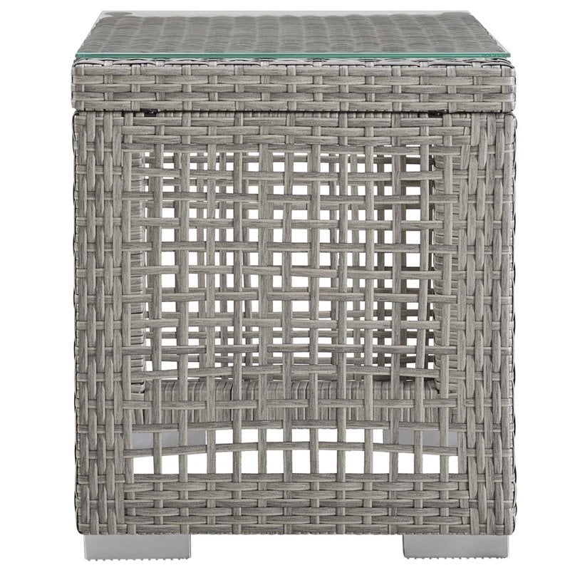 Modway Aura 3-Piece Outdoor Patio Wicker Rattan Set in Gray and Navy