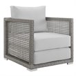 Modway Aura 3-Piece Outdoor Patio Wicker Rattan Set in Gray and White